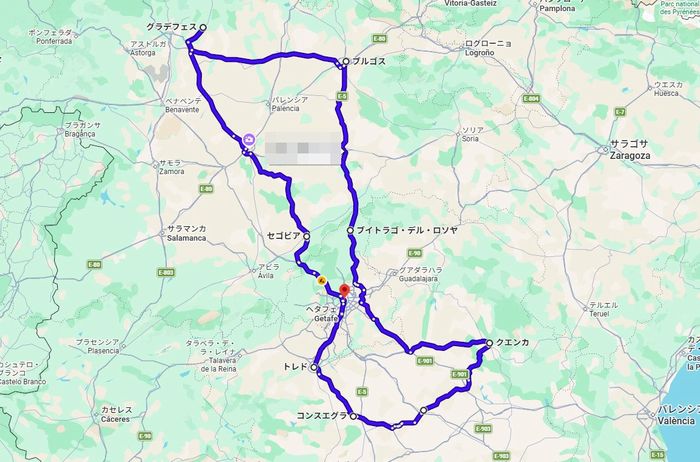スペイン皆既日食の旅ツアールート